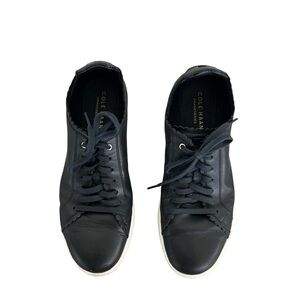 Cole Haan Shoes Grand OS W20673 Black Leather Leopard Print Sneakers Womens 9.5